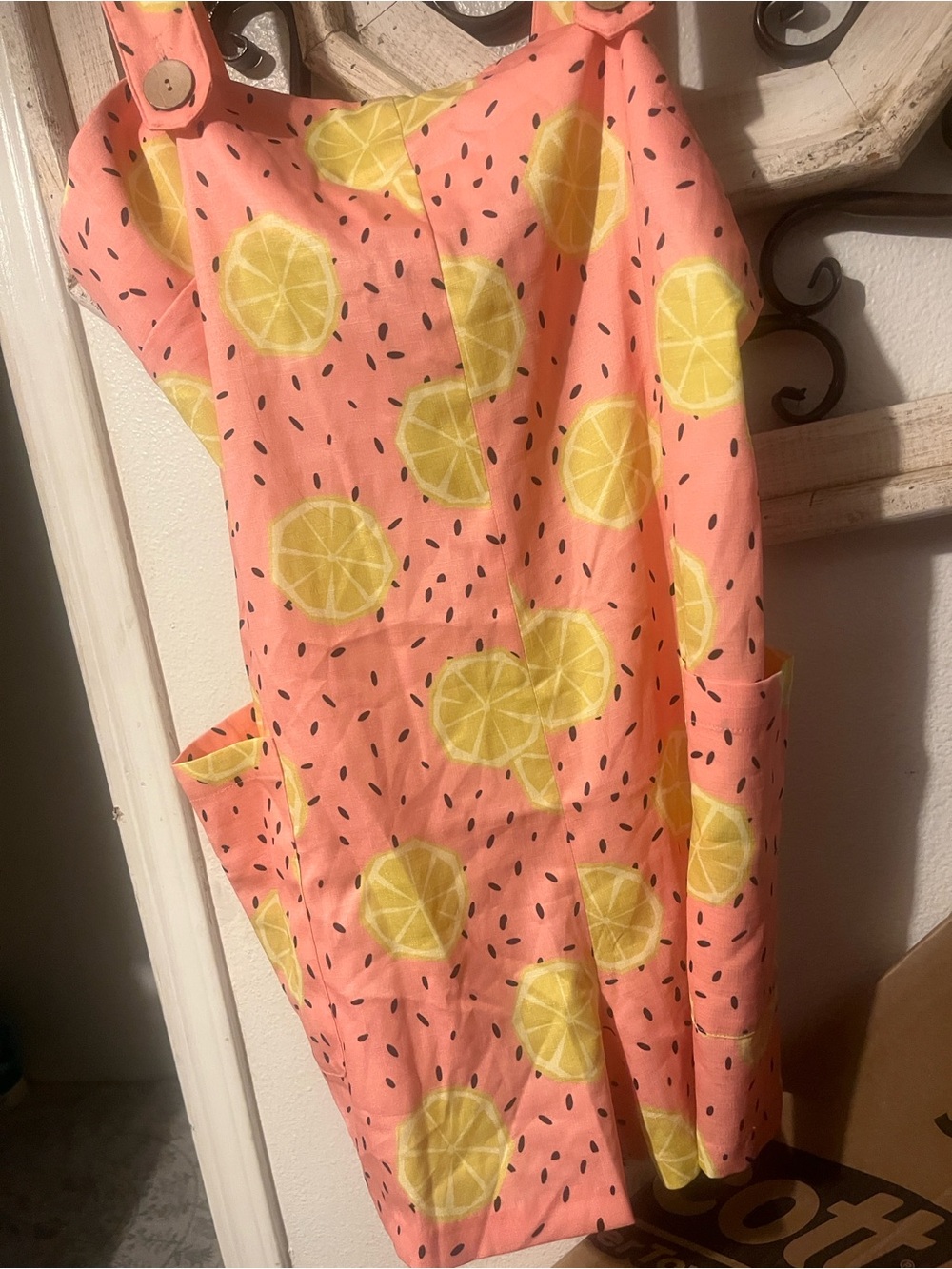 Women’s Anthropologie lemon Print One-Piece Romper in Coral Pink nwt